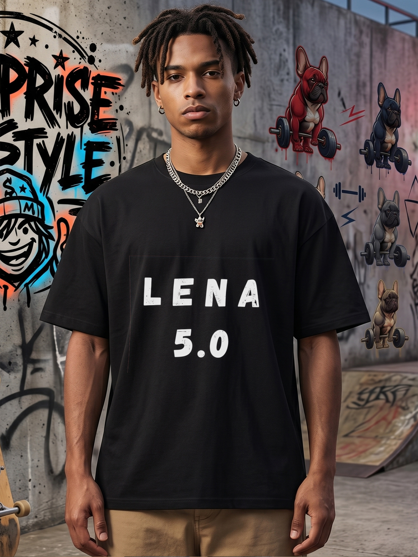 Men's Printed T-Shirt Lena 5.0 Graphic Text Design Casual Round Neck Summer Lightweight Breathable Short Sleeve T-Shirt for Daily Wear and Street Style Adults