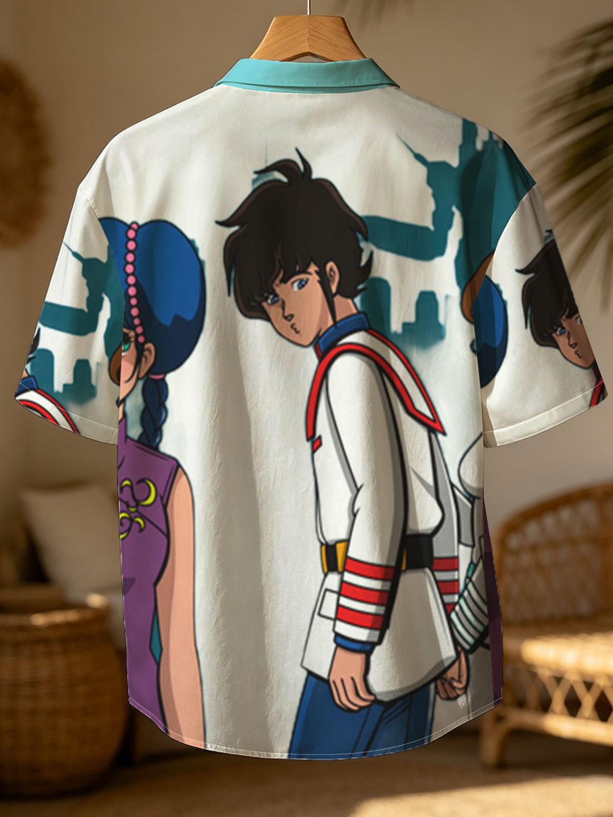 Lum, Ataru, and Mendou from Urusei Yatsura stand together in a dramatic pose against a dark, eerie backdrop. -  Shirt