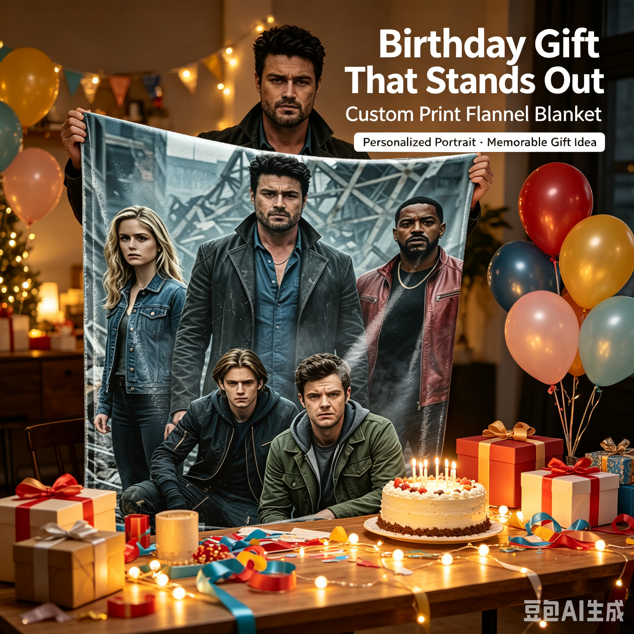 Custom Face Blanket The Boys 5 Flannel Blanket for Couch, Bed, or Travel – Perfect Gift for Fans of the Superhero Series