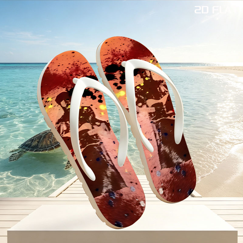 Guitarist Silhouette in Abstract Splash Art -  flip-flops