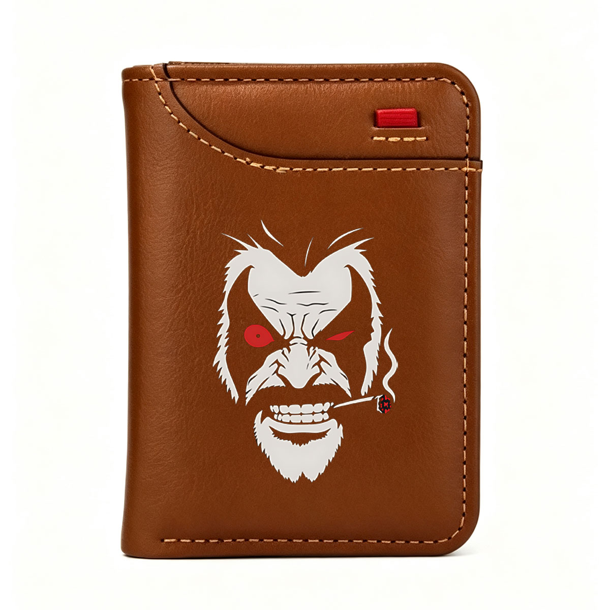 The Joker Smiling with Cigarette and Red Eyes - Vertical Style Wallet