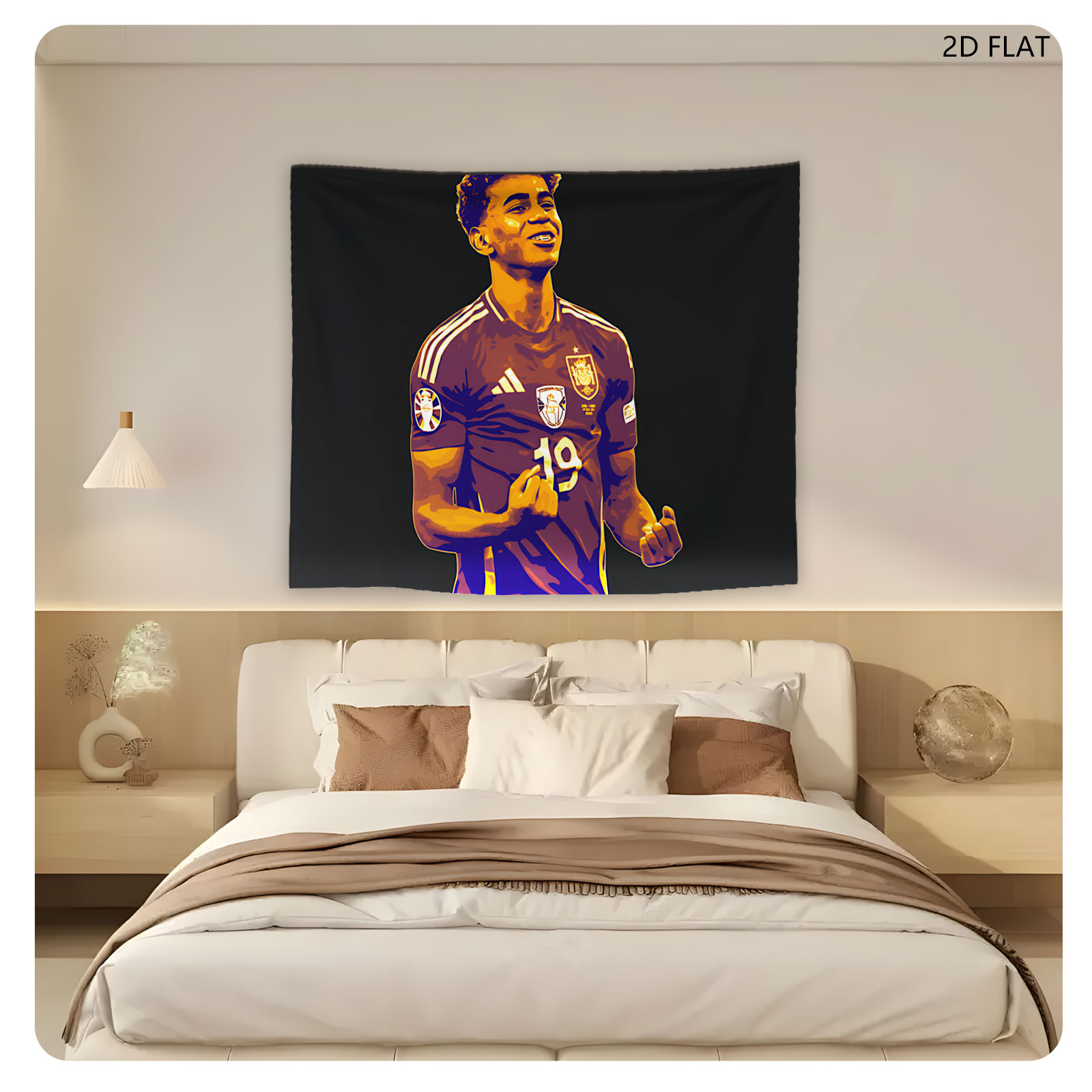 Lamine Yamal in Spain National Team Jersey, Number 19, Celebrating on Field - Tapestry