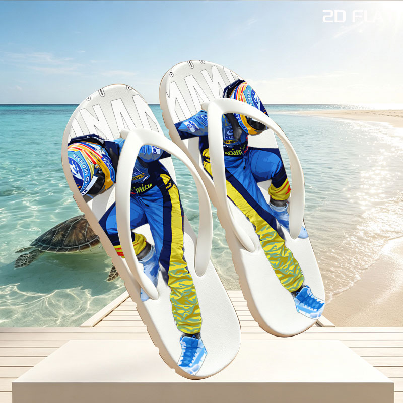 Fernando Alonso in Action: Formula 1 Racing Legend -  flip-flops