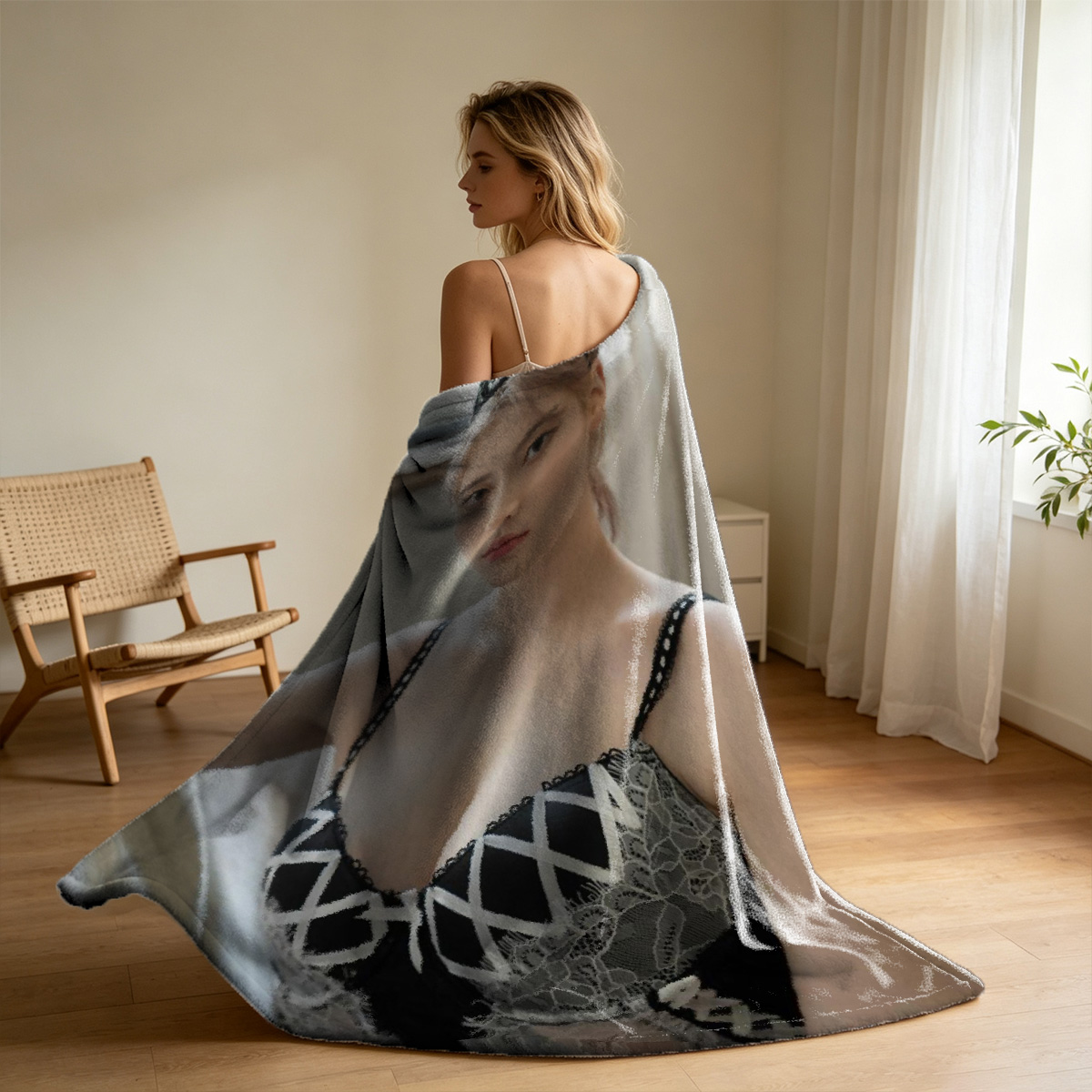 Scarlett Johansson Nude on Concrete Floor - Blanket
