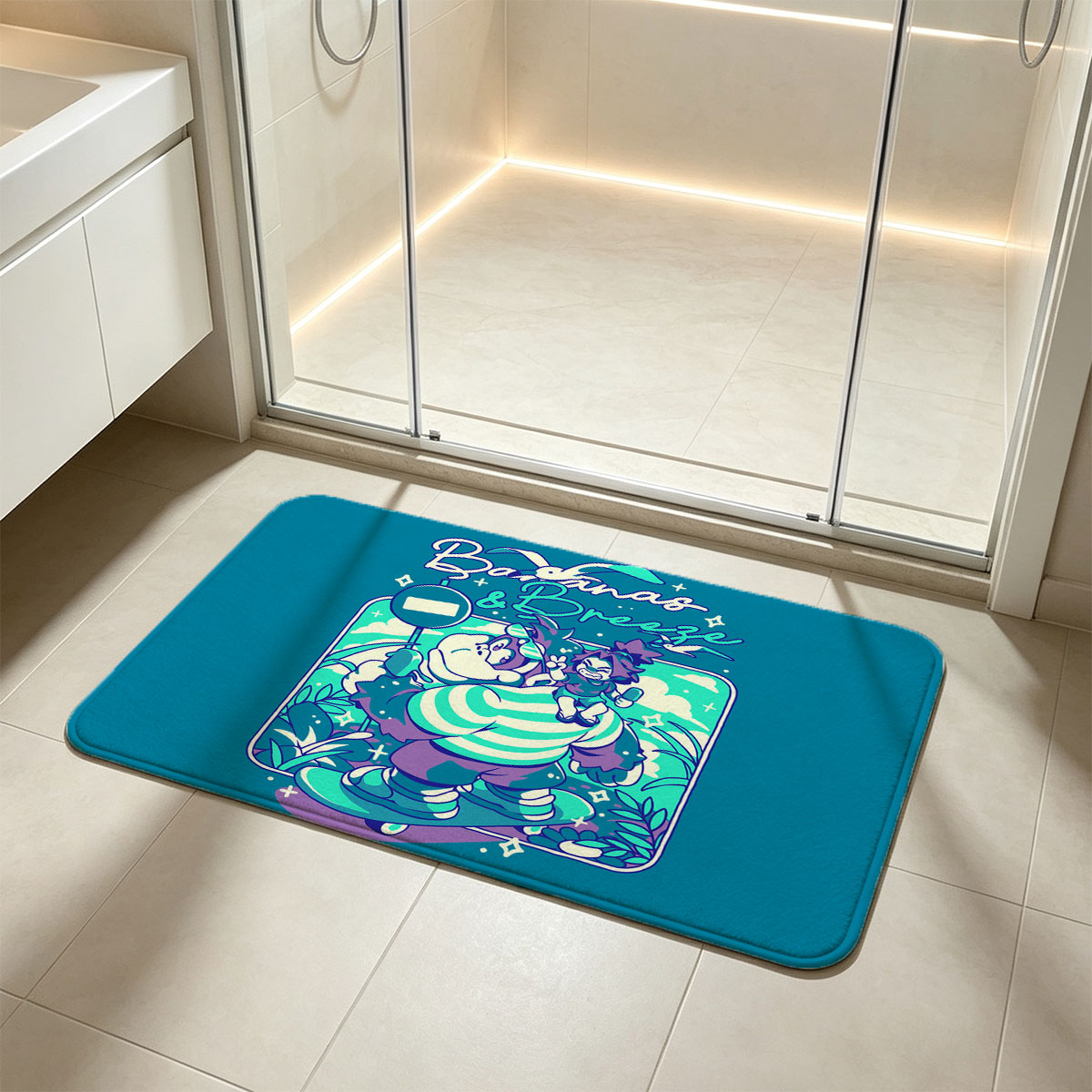 Bananas & Breeze: A Whimsical Adventure with the Giant and the Tiny Hero - Flannel floor mat
