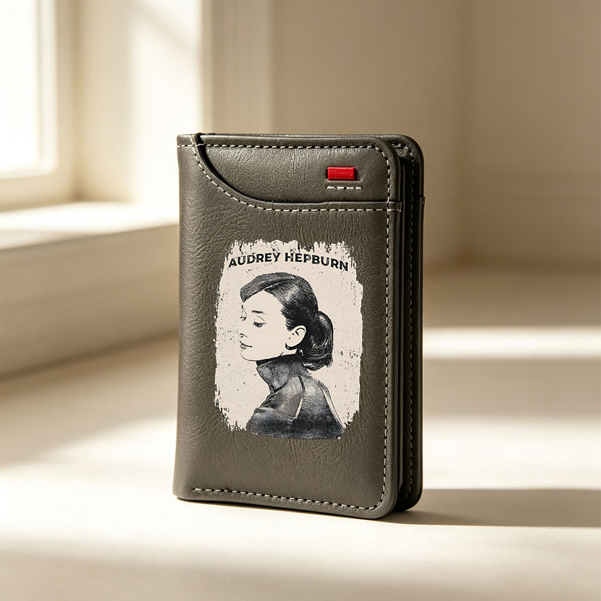 Audrey Hepburn Portrait in Classic Style - Vertical Style Wallet