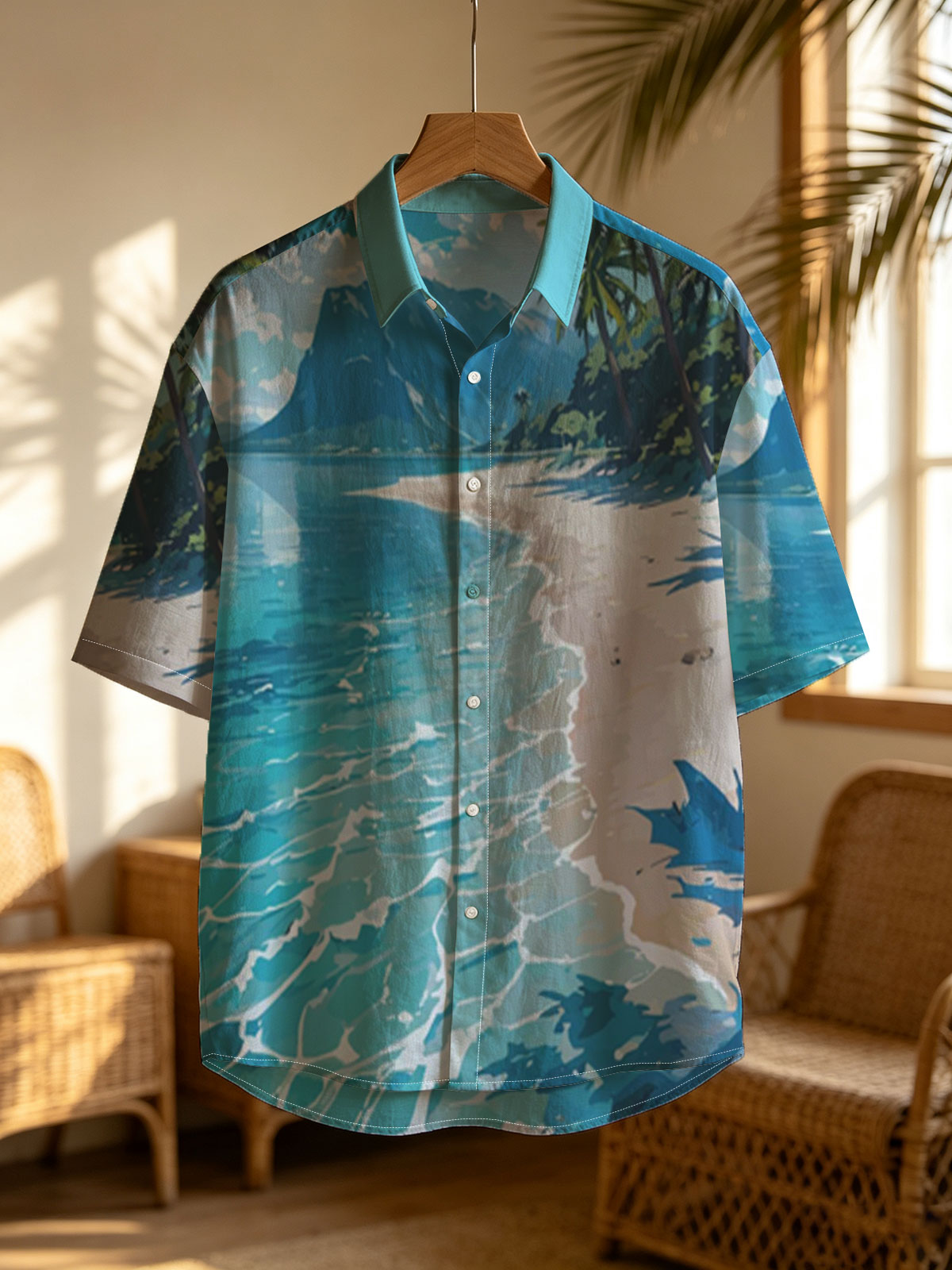 Tropical Beach with Crystal Clear Water and Palm Trees -  Shirt