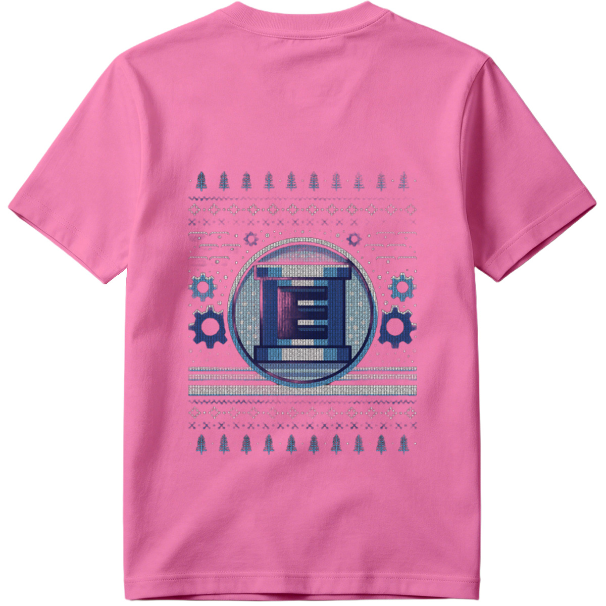 Pixel Winter Emblem: Column & Gears Holiday Design - Tee