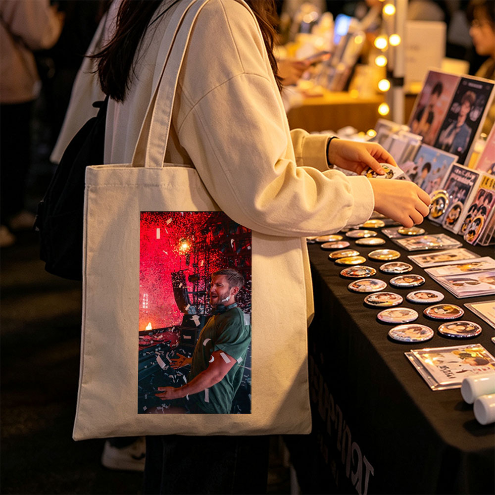Calvin Harris Live Performance with Confetti and Red Lighting Effects - Canvas tote bags