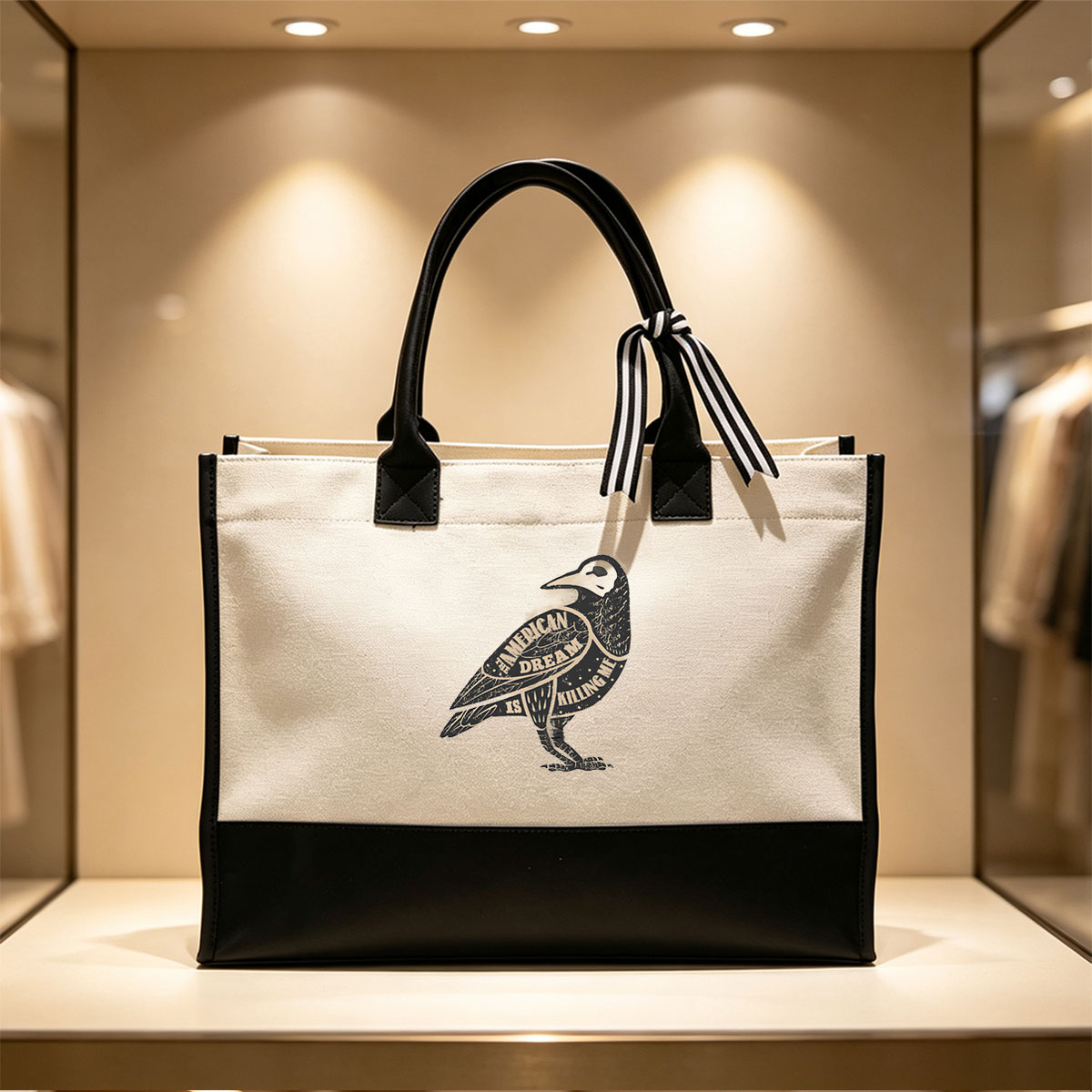 The American Dream Is Killing Me - Crow Artwork - Canvas patchwork gift tote bag