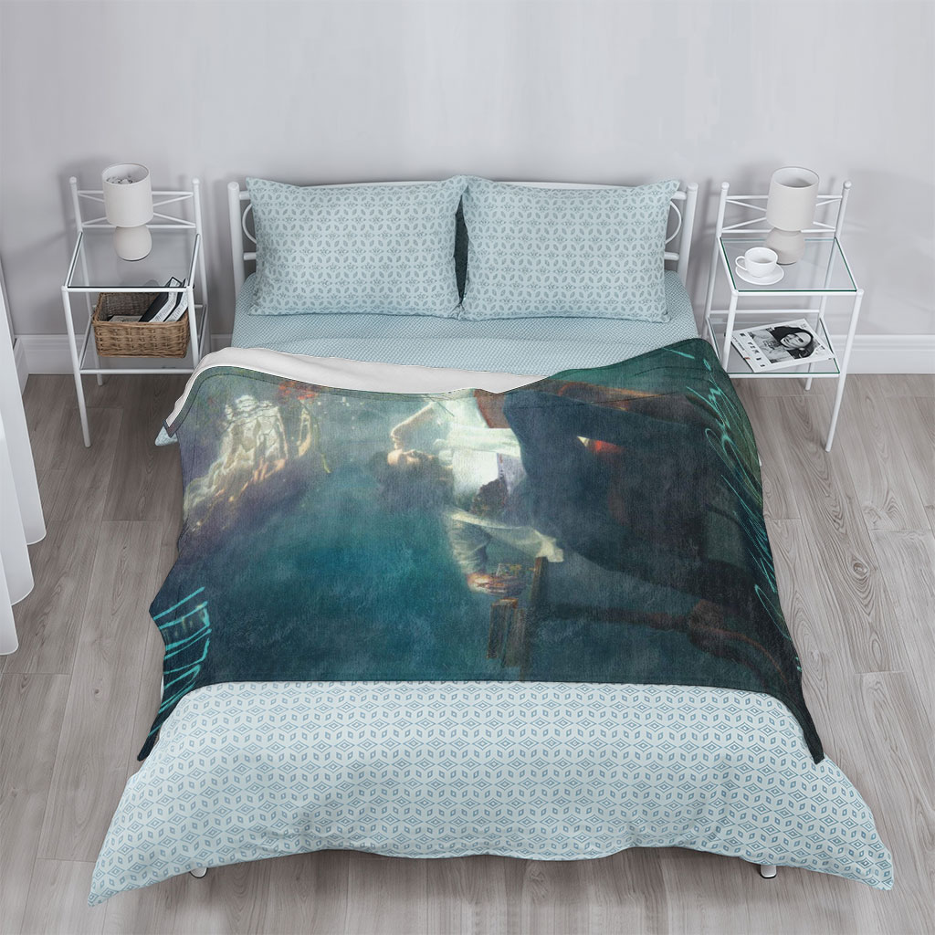 Hozier Underwater Scene with Man in Chair Reading Books and Flowers Floating - Blankets