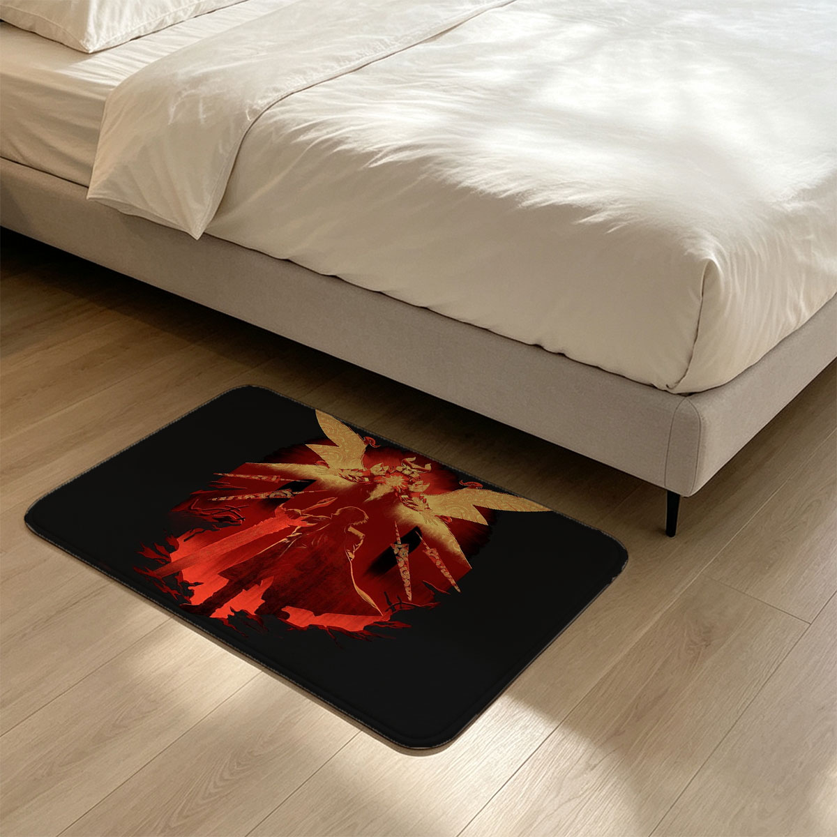 Demon King and Warrior: Shadow Duel in Crimson Realm - Flannel floor mat