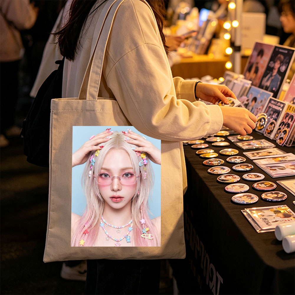 Dami Im in a Pastel-Themed Look with Colorful Hair Clips and Pink Glasses - Canvas tote bags