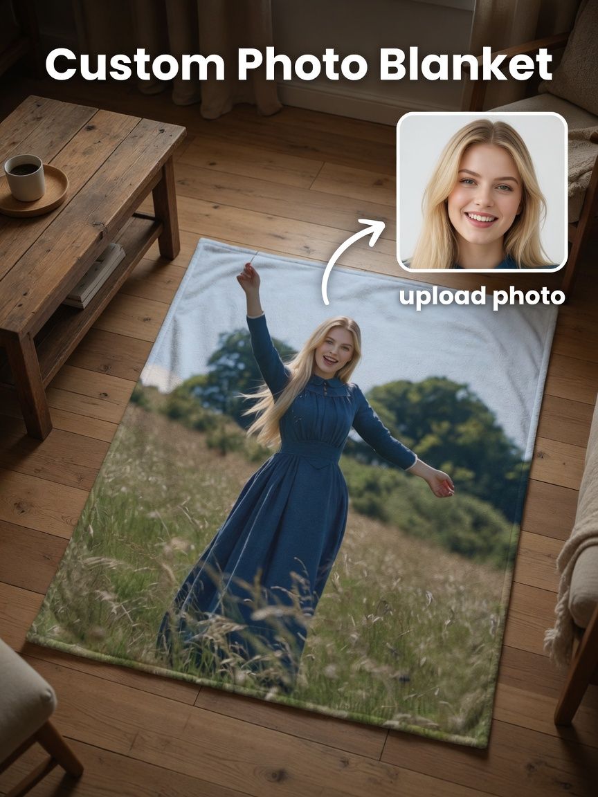 Custom Photo Blanket Personalized Portrait Print Ultra Soft Flannel Fleece Throw Ideal Meaningful Keepsake Gift