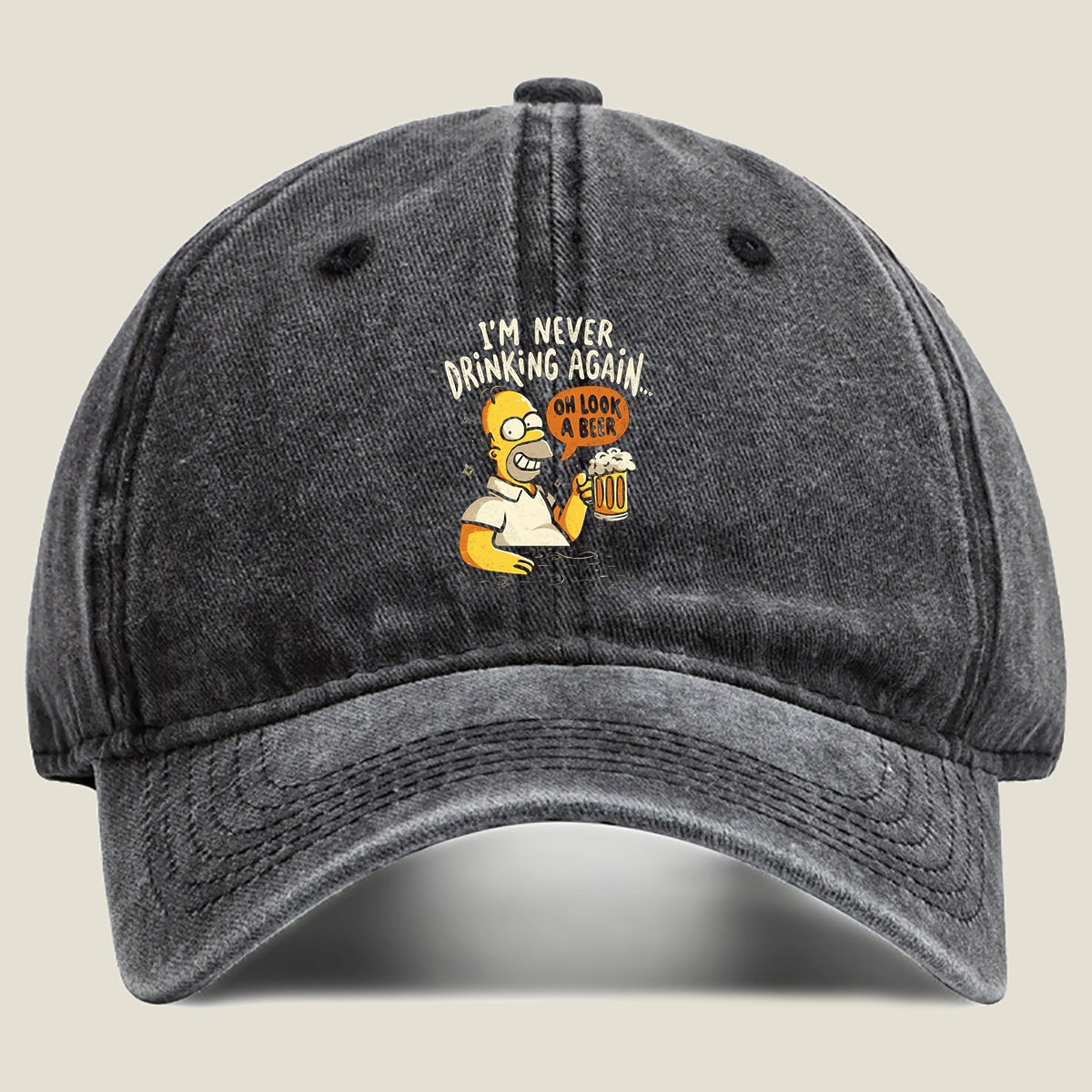 Homer Simpson I'm Never Drinking Again - Washed Denim - Baseball Cap