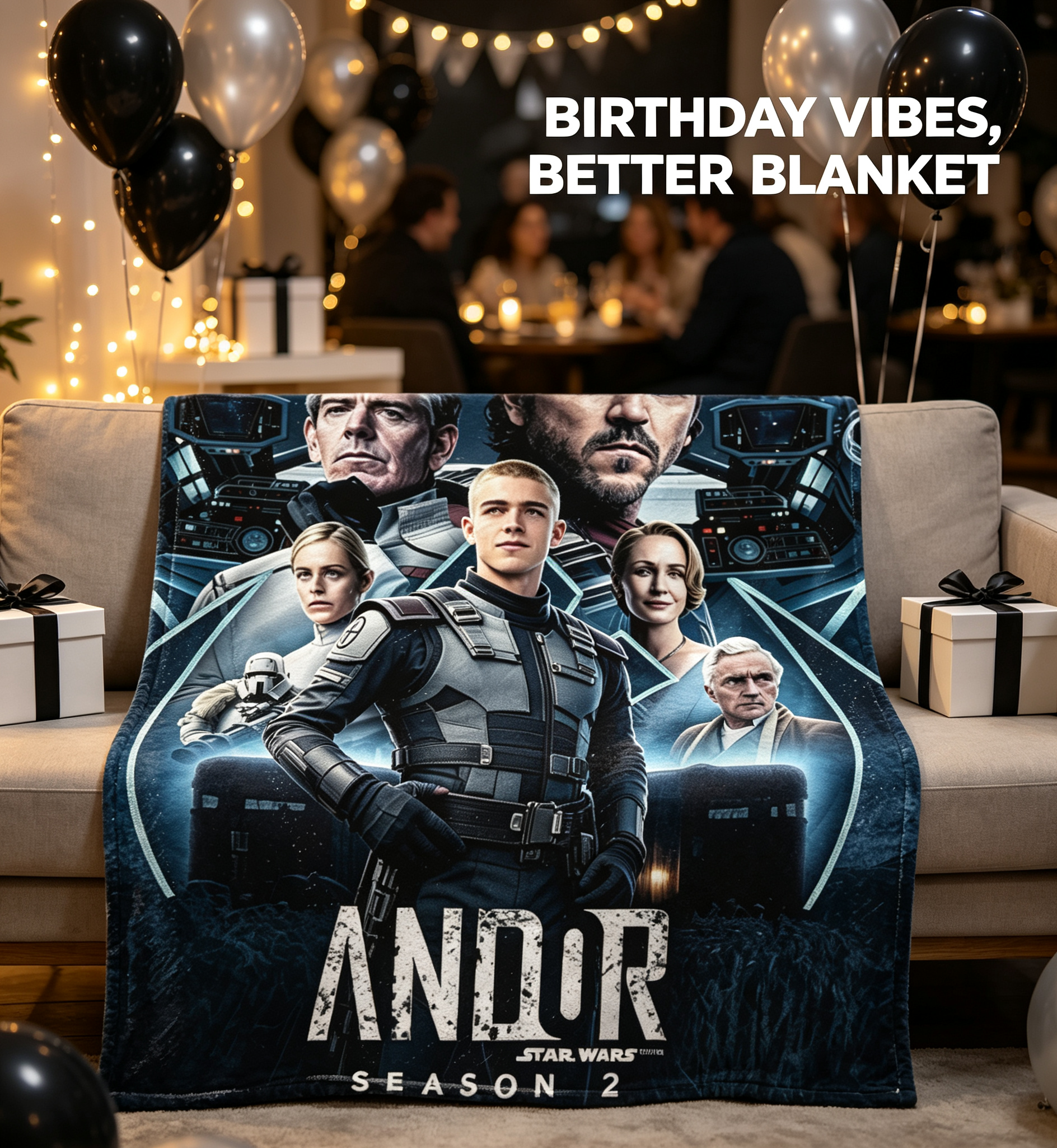 Custom Face Blanket Star Wars Andor Season 2 Flannel Blanket Cozy Home Decor Gift for Fans and Collectors