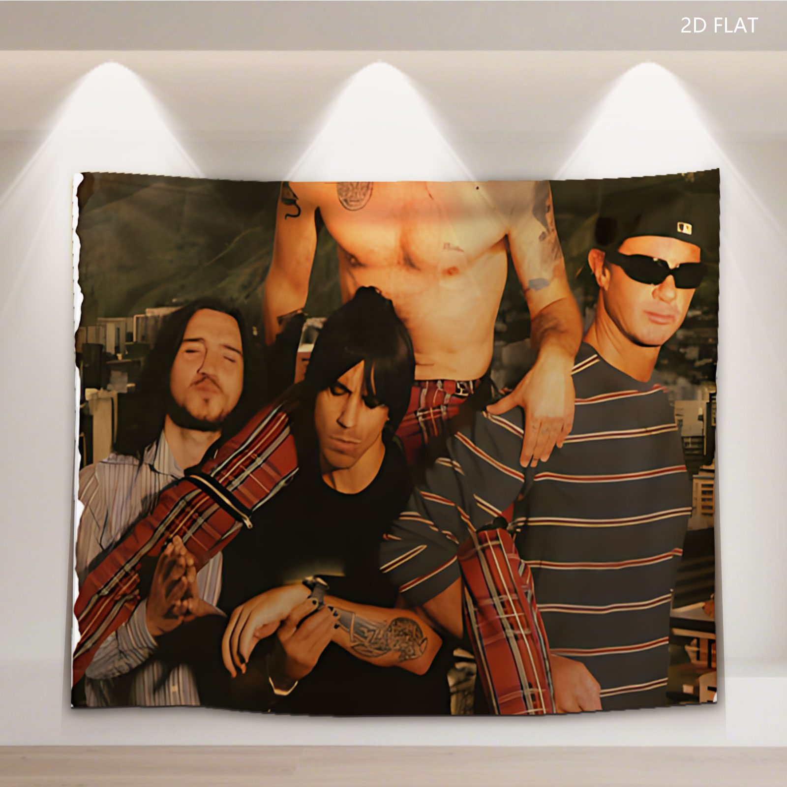 Red Hot Chili Peppers Band Members in a Stylized Group Portrait - Tapestry