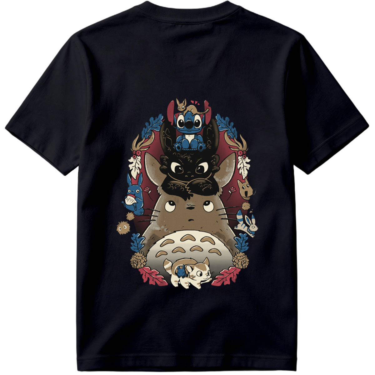 Totoro, Stitch, and Friends: A Whimsical Forest Gathering - Tee