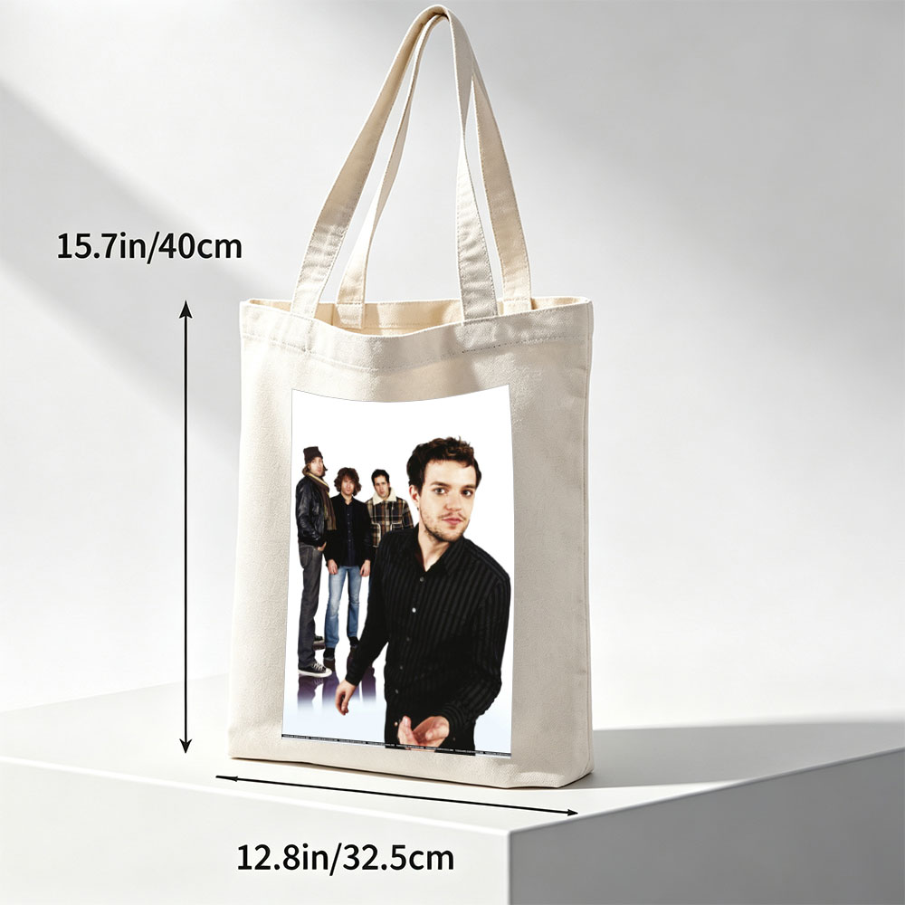 Coldplay Band Members in Studio Portrait with Lead Singer in Foreground - Canvas tote bags