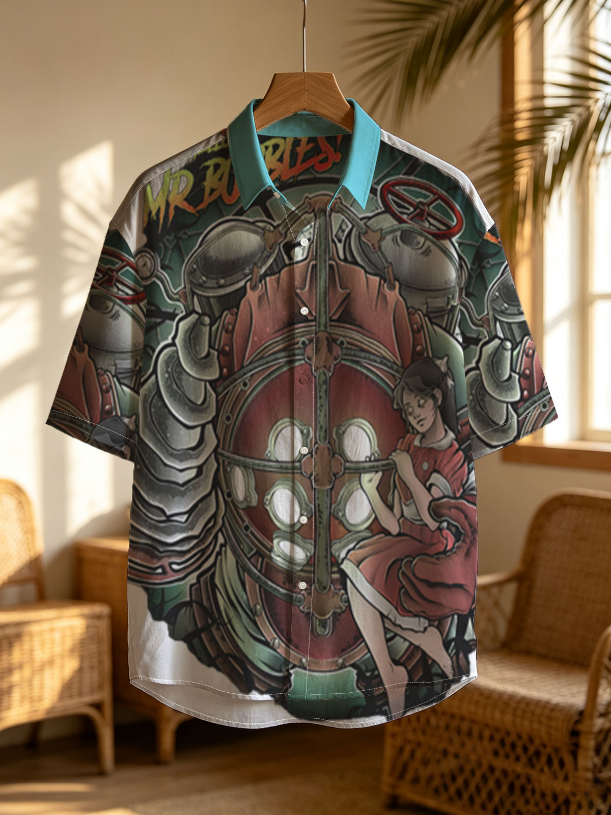 Hello Mr. Bubbles: Steampunk Mechanic and Girl in Red Dress -  Shirt