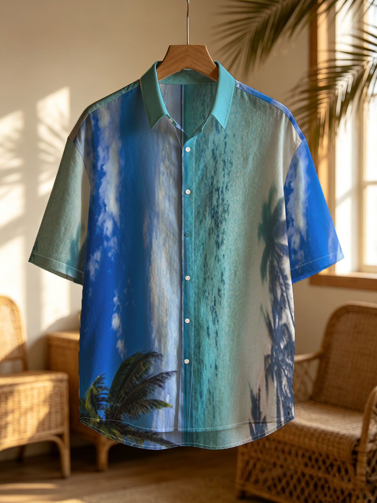 Tropical Beach with Crystal Clear Water and Palm Trees -  Shirt
