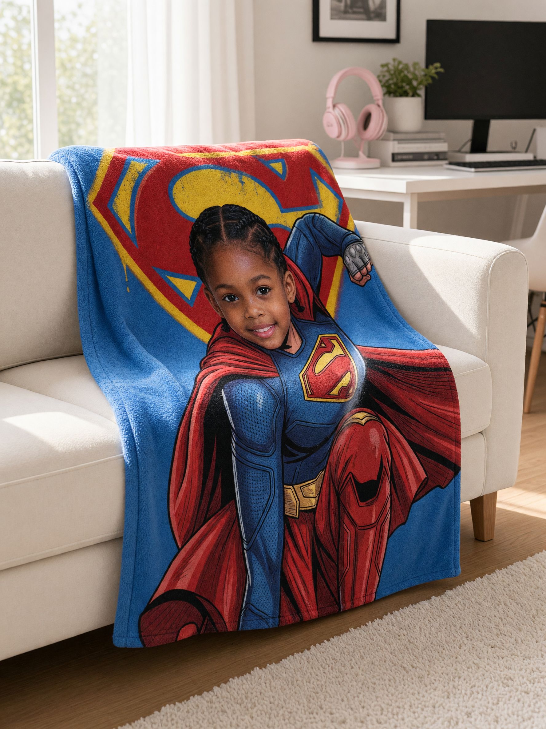 Custom Face Superhero Blanket Personalized Photo Flannel Throw Soft Fleece Bed Couch Quilt Ideal Personalized Gift