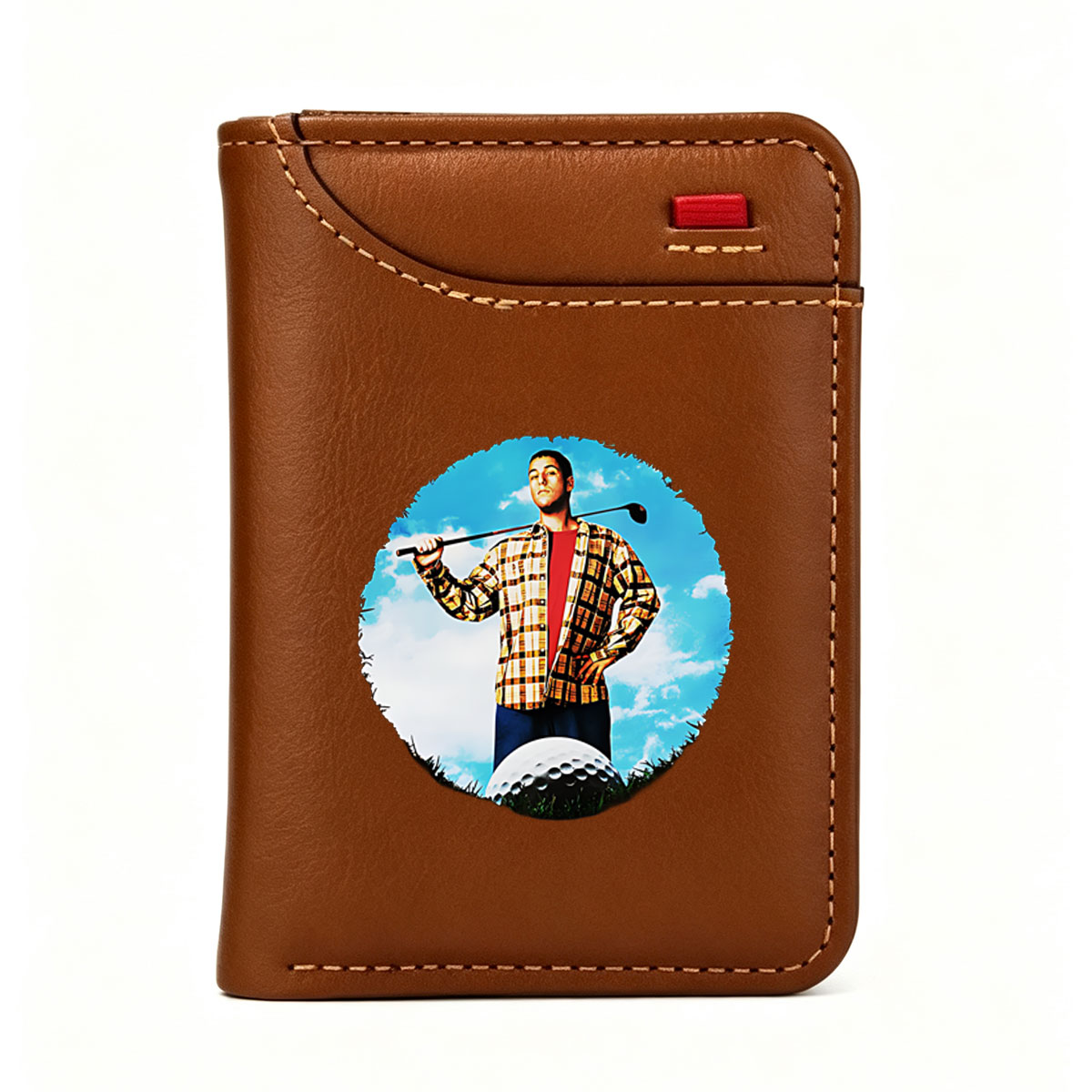 Golfer in Plaid Shirt with Golf Club and Ball - Vertical Style Wallet