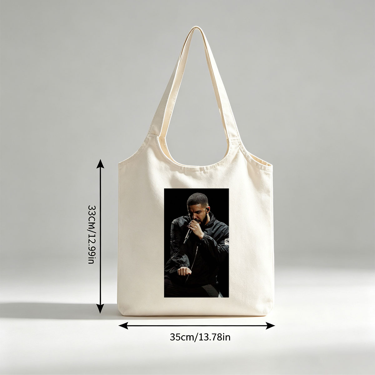 Drake Performing on Stage Holding Microphone in Black Jacket - Canvas shoulder bags/
