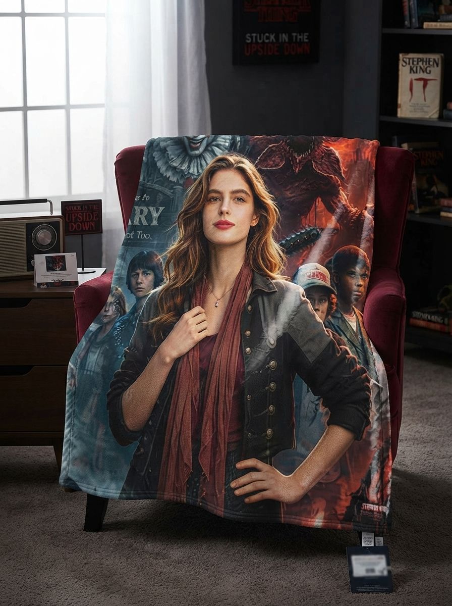 Custom Photo Face Flannel Blanket Personalized Horror Thriller Movie Poster Soft Plush Fleece Throw Blanket for Bed