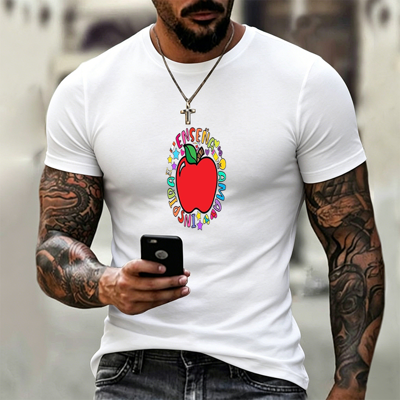 Unisex Classic T-Shirt with Colorful Apple and 