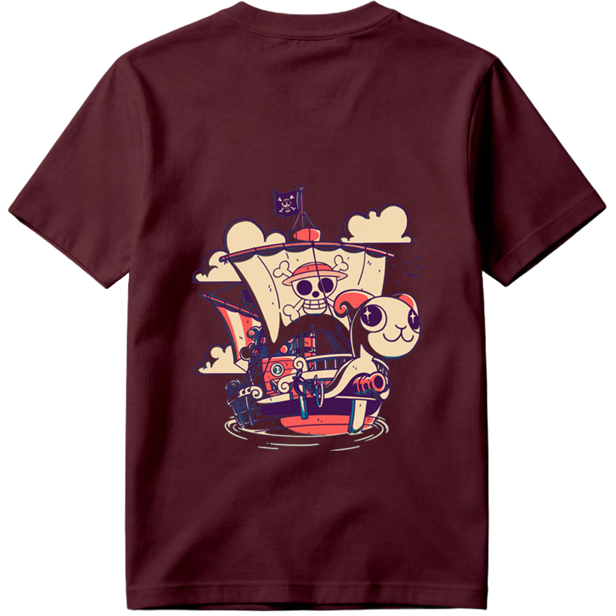 Pirate Ship with Cat and Skull Captain - Tee
