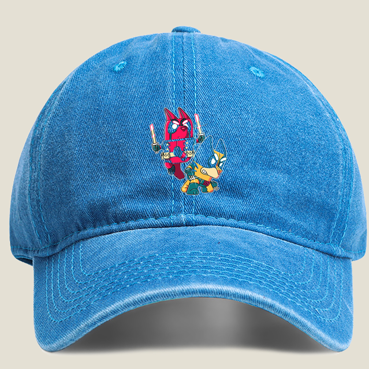 Deadpool and Batman: Chibi Heroes Clash - Washed Denim - Baseball Cap
