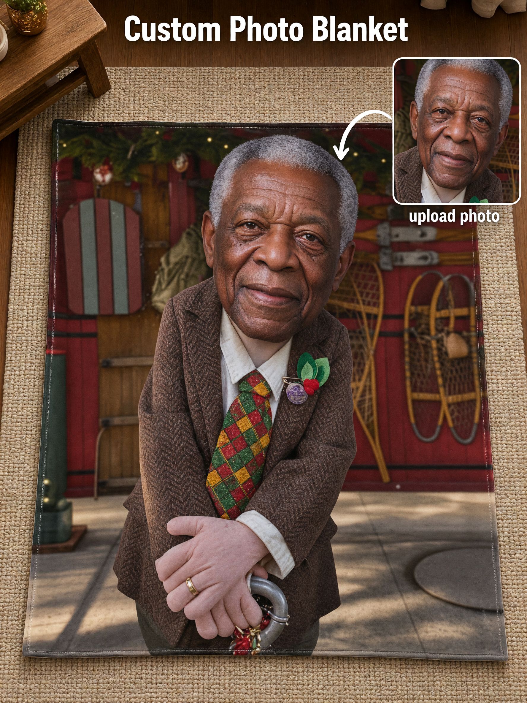 Custom Big Head Photo Blanket Soft Flannel Fleece Throw Personalized Picture Keepsake Gift