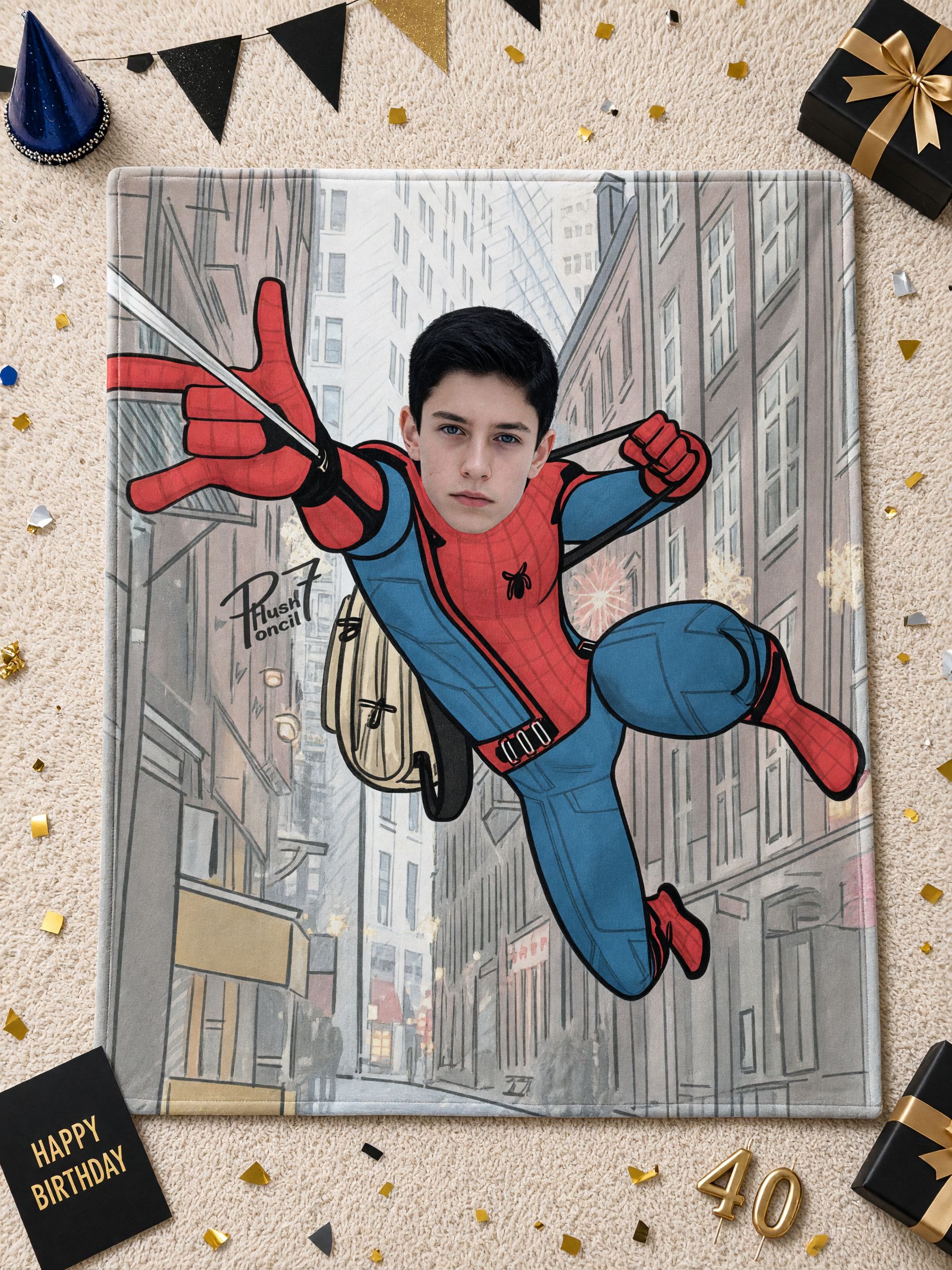 Custom Face Photo Blanket Personalized Superhero Flannel Throw, Ultra Soft Cozy Fleece for Beds and Sofas, Ideal Gift