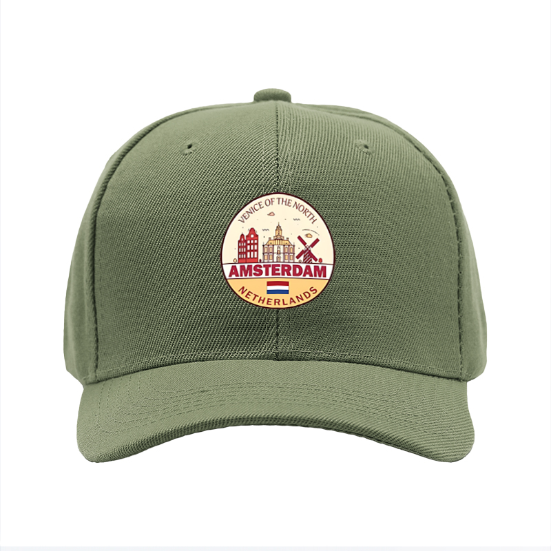 1pc New Baseball Cap Amsterdam Cityscape Print Venice of the North Design Unisex Adjustable Hat for Travel Outdoor Activities Adults and Teens
