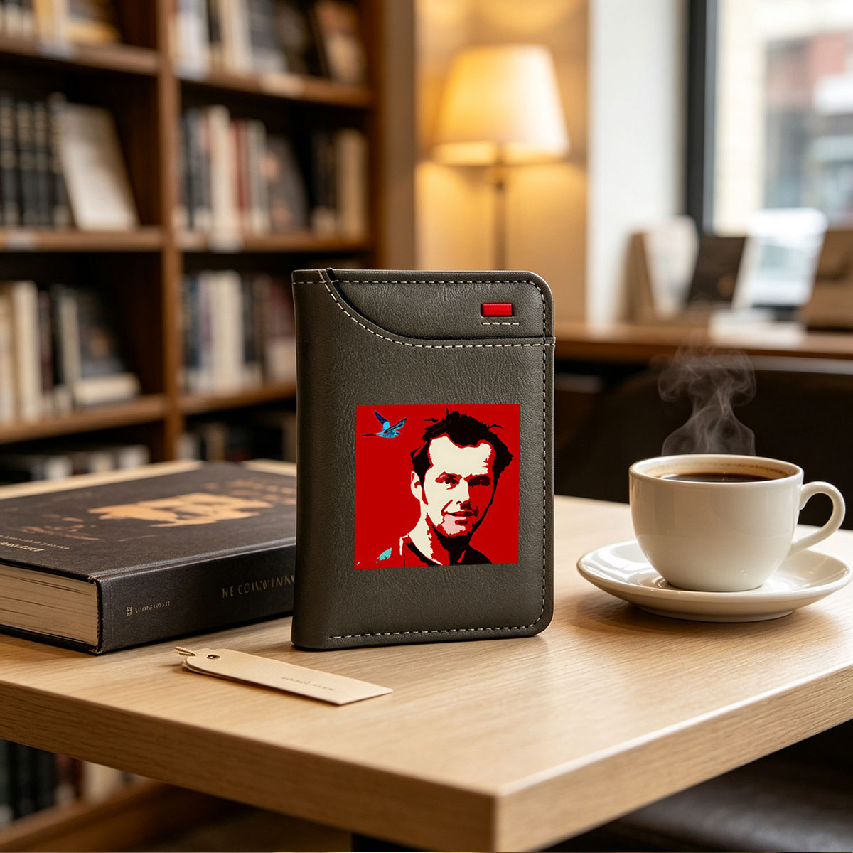 Man with Bird in Red Background - Vertical Style Wallet