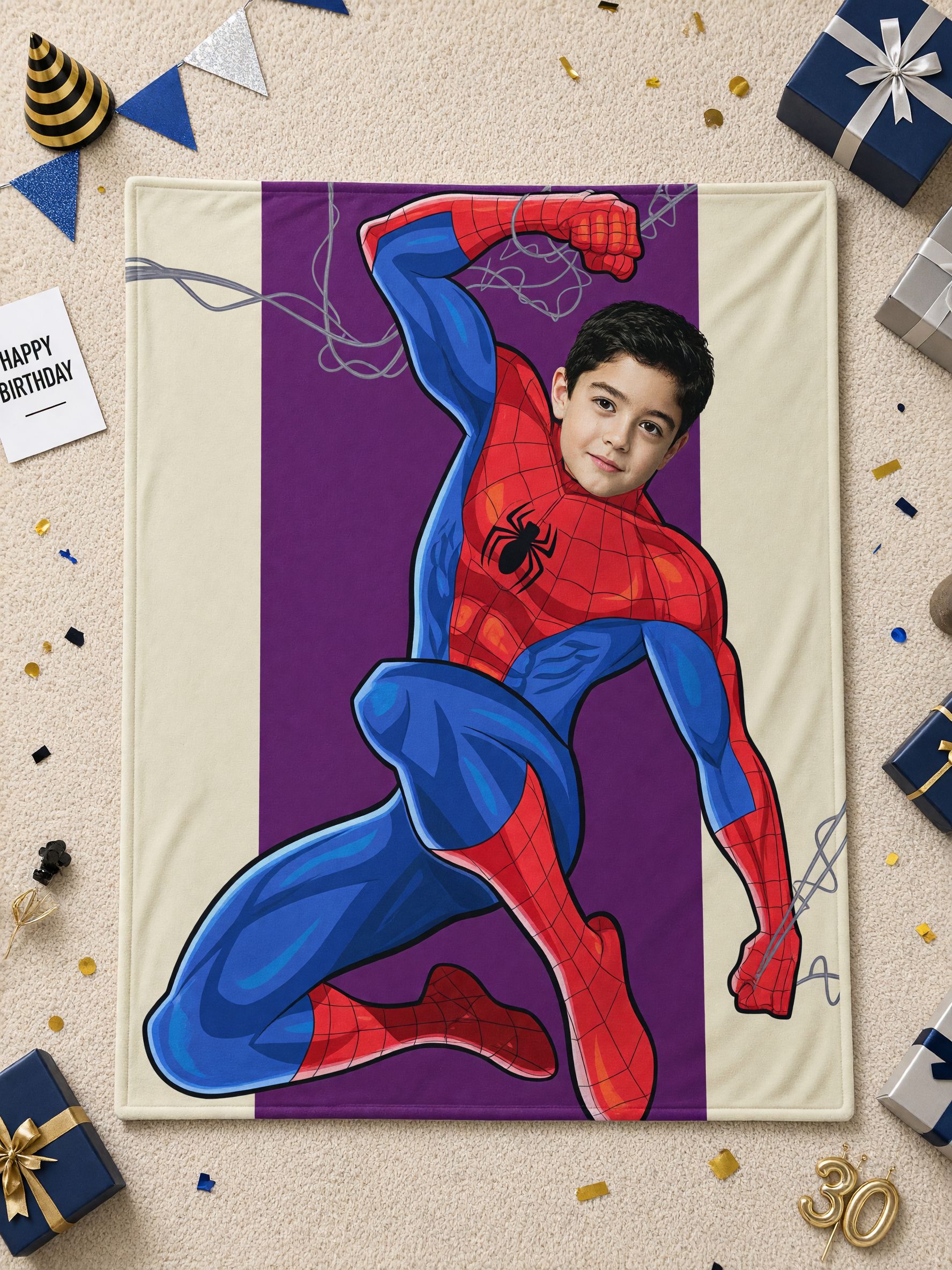 Custom Face Superhero Flannel Blanket Ultra Soft Plush Throw for Kids and Adults Ideal Personalized Gift