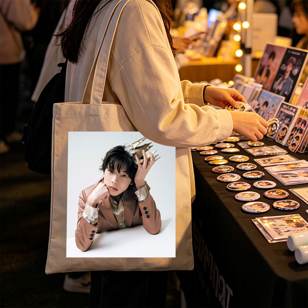 Kento Yamazaki in a Stylish Pose Wearing a Gold Crown and Brown Blazer - Canvas tote bags