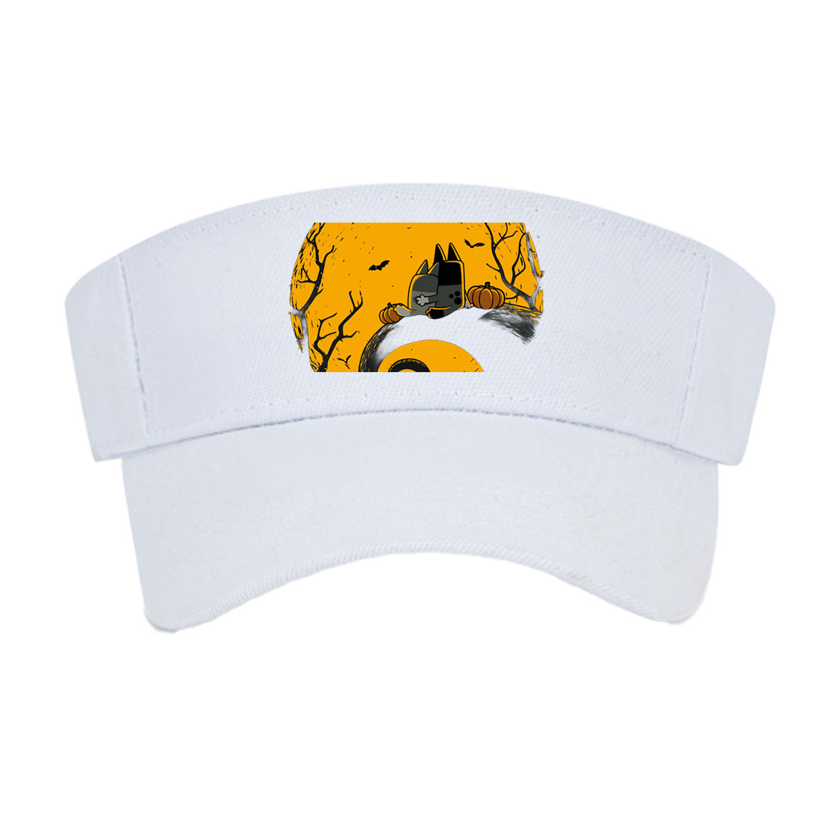 Pusheen the Cat in Halloween Moonlight with Pumpkins and Bats -  Visor cap