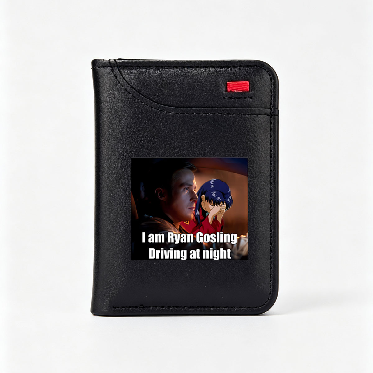 Ryan Gosling Driving at Night with Anime Character - Vertical Style Wallet