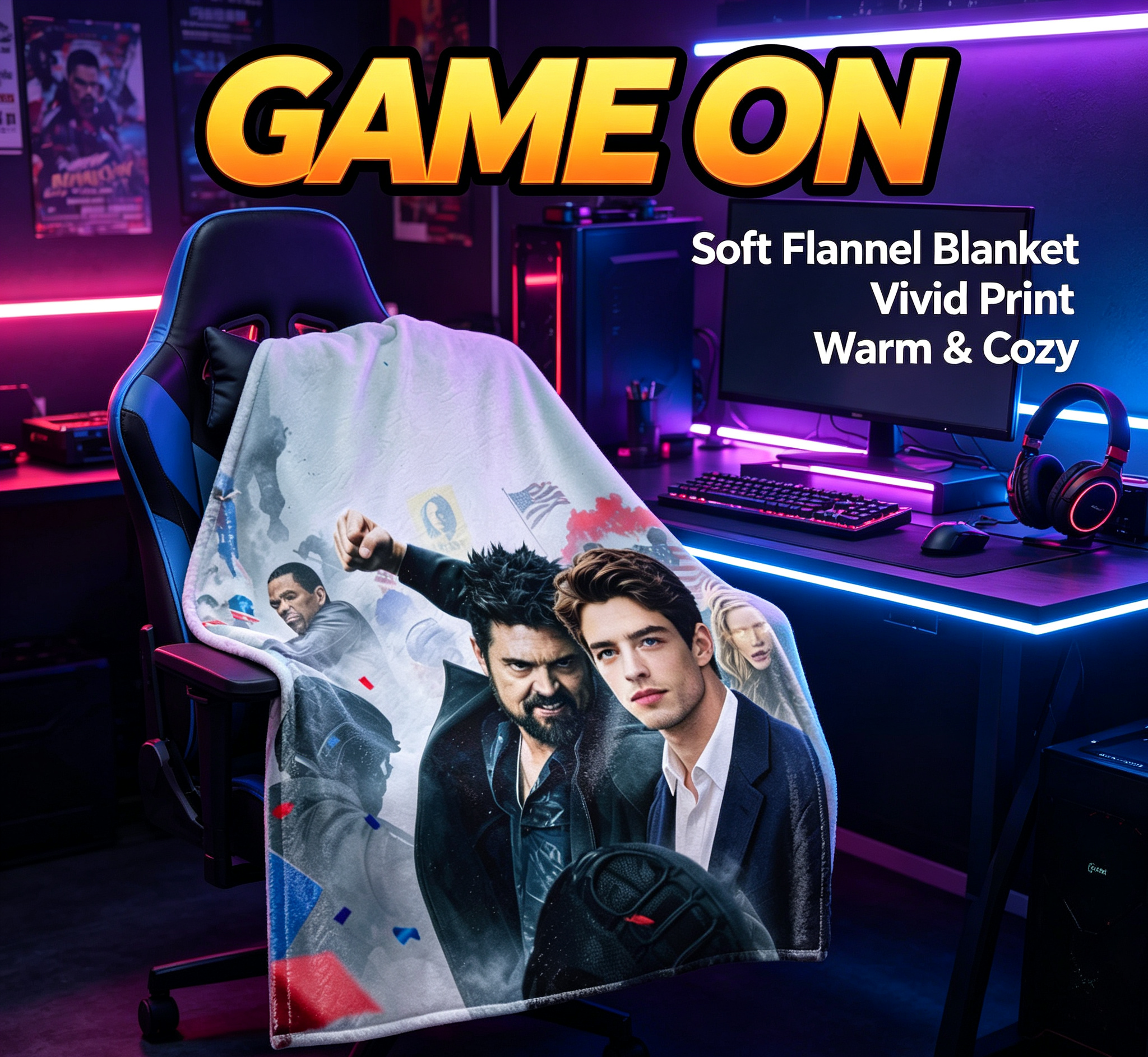 Custom Face Blanket Featuring Marvel Avengers Characters Flannel Blanket for Couch, Bed, or Travel Perfect Gift for Fans and Collectors