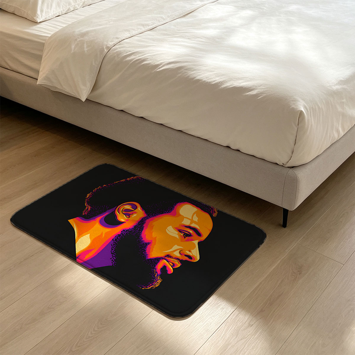Vibrant Portrait of a Man in Profile with Bold Colors - Flannel floor mat