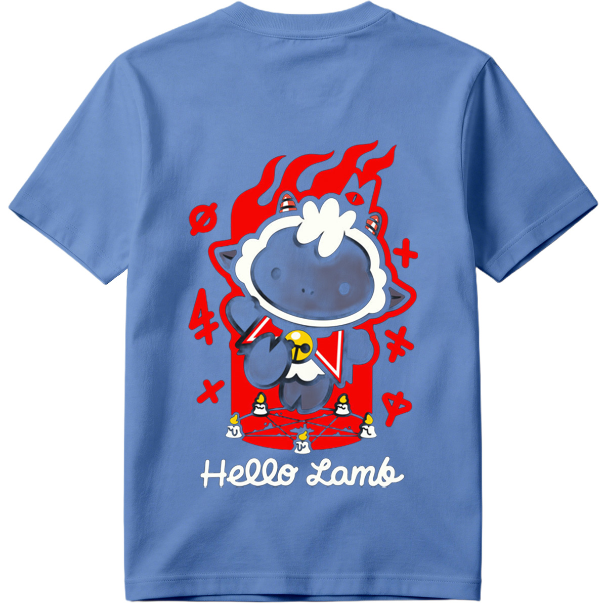 Hello Lamb: Dark Sheep with Flames and Ritual Symbols - Tee