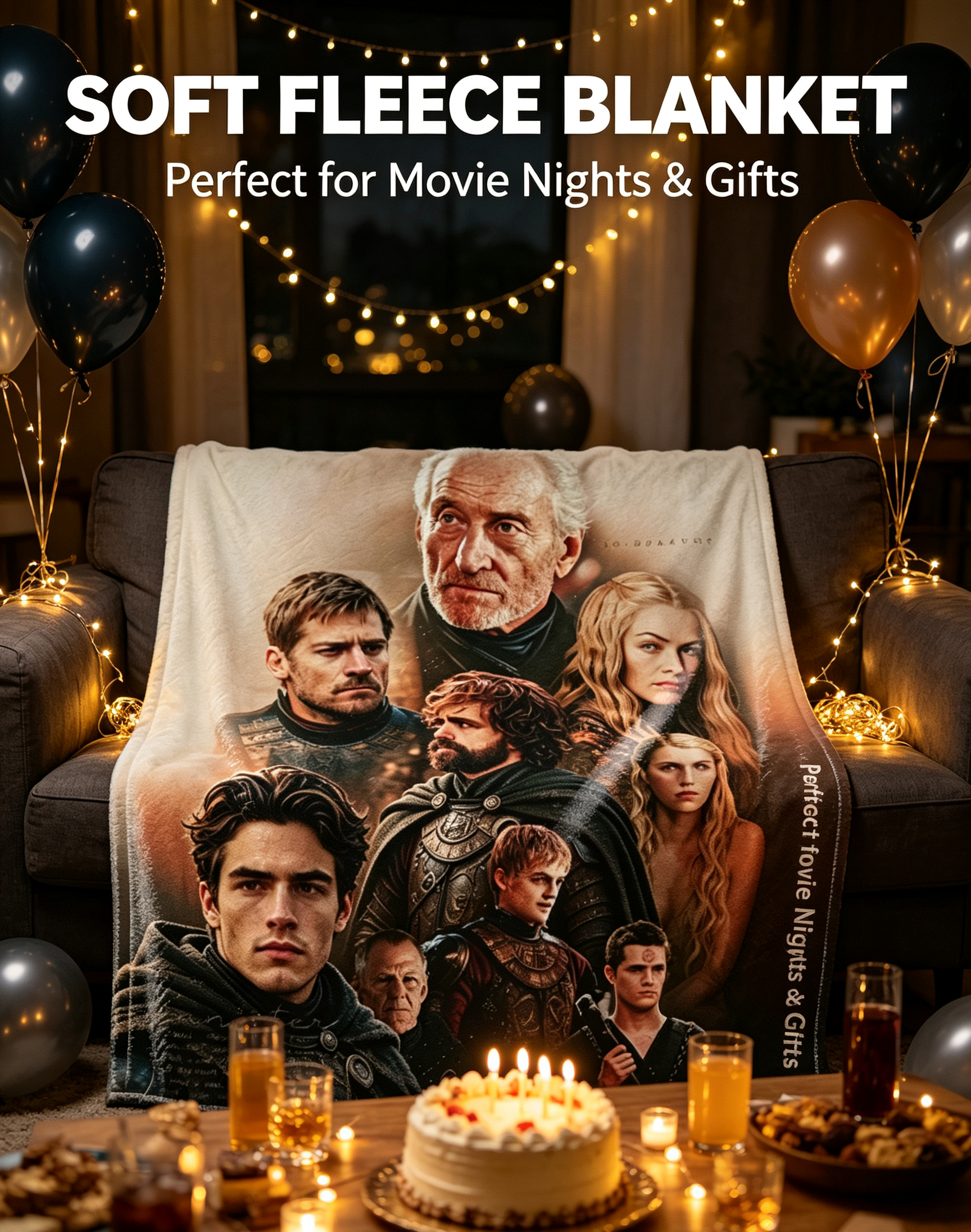 Custom Face Blanket Game of Thrones Characters Flannel Blanket Perfect for Couch Lounging and Cosy Nights Ideal Gift for Fans and Collectors