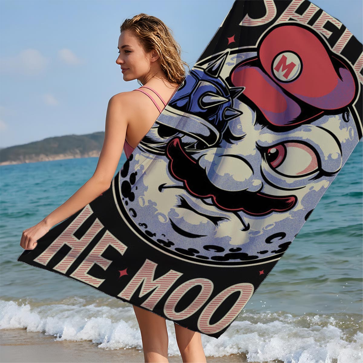 Mario Meets the Moon: A Shell to the Moon - Beach towels