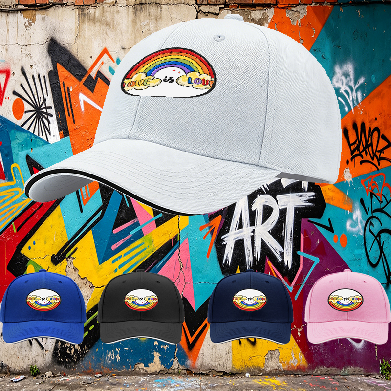 Unisex Classic Sandwich Hat with Rainbow Love is Love Patch Design | Lightweight Sun Protection Cap for Outdoor Activities, Beach, and Pride Events | Perfect for Adults Seeking Inclusive Fashion and Comfortable Wear