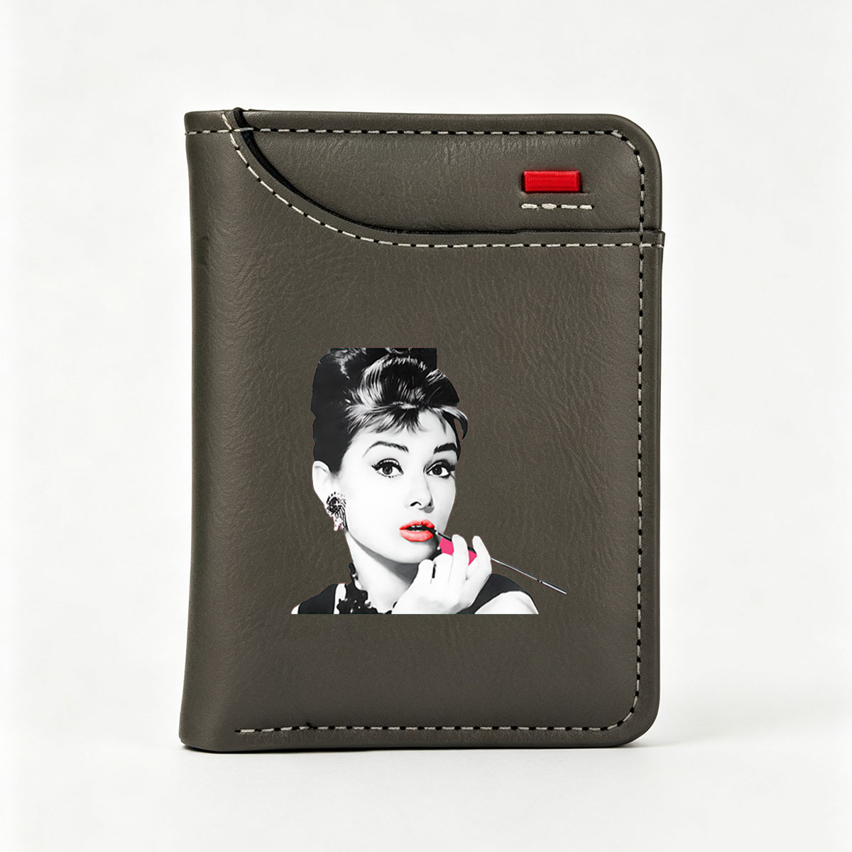 Audrey Hepburn Applying Red Lipstick - Vertical Style Wallet