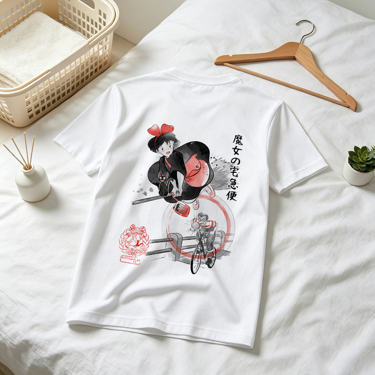Kiki's Delivery Service: Kiki and Jiji on Broomstick with Delivery Man - Tee