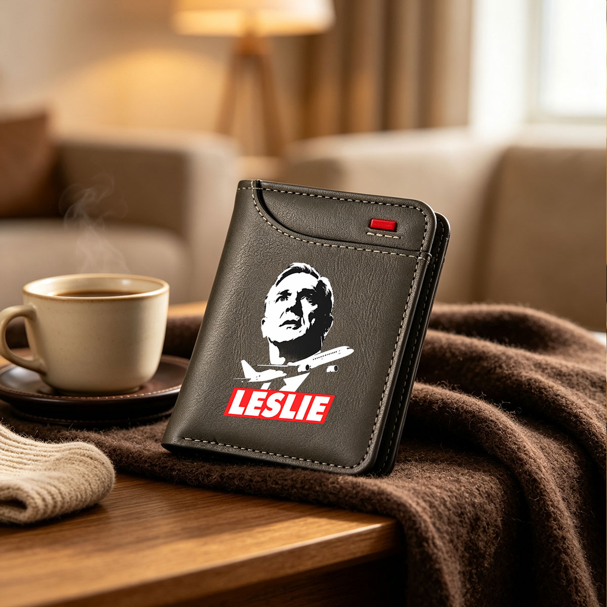 Leslie, Airplane, Political Poster - Vertical Style Wallet