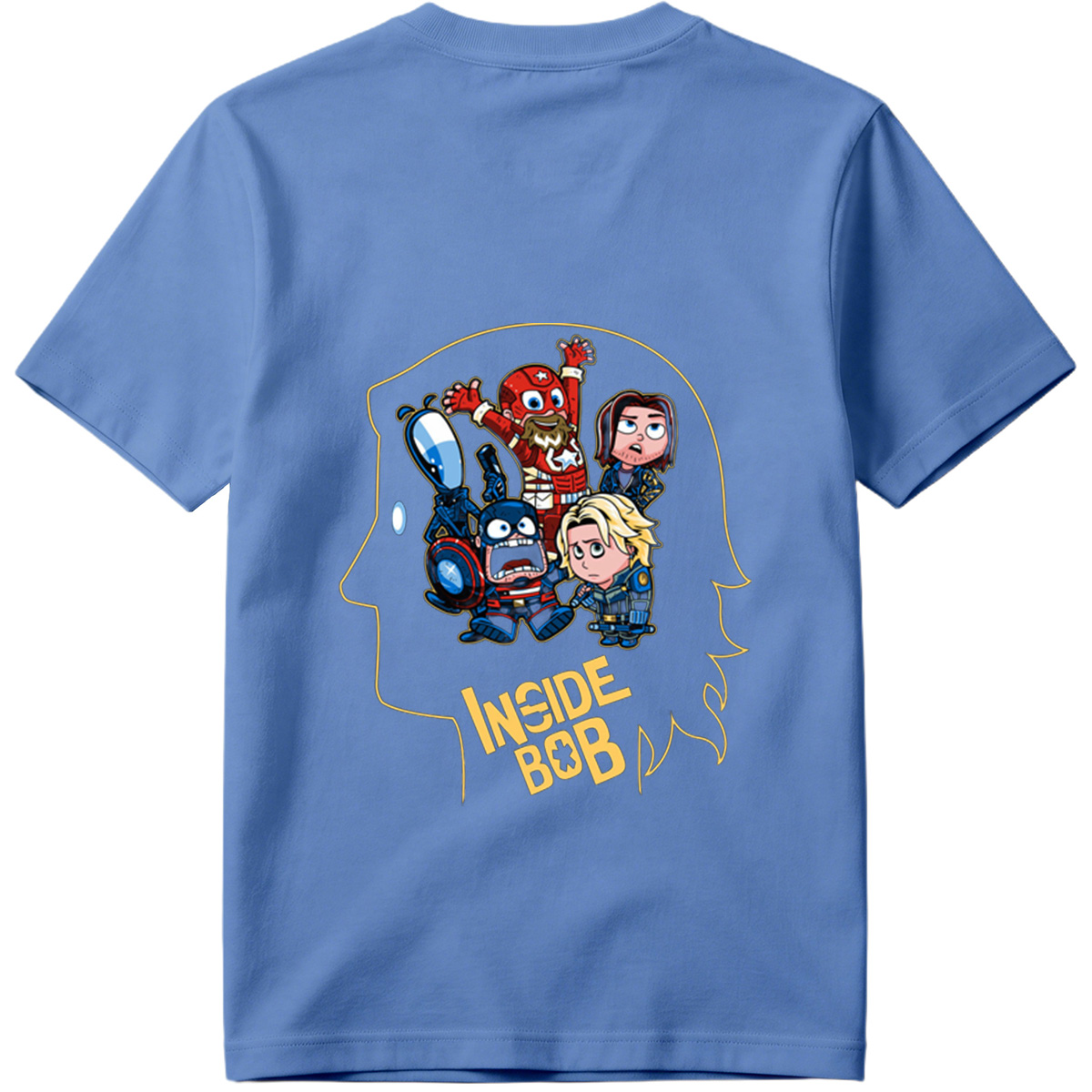 Inside Bob: Captain America, Black Widow, and Thor in Chibi Style - Tee